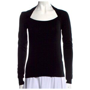 MaxMara Jersey Square Neckline Top | Black | Size Small 4